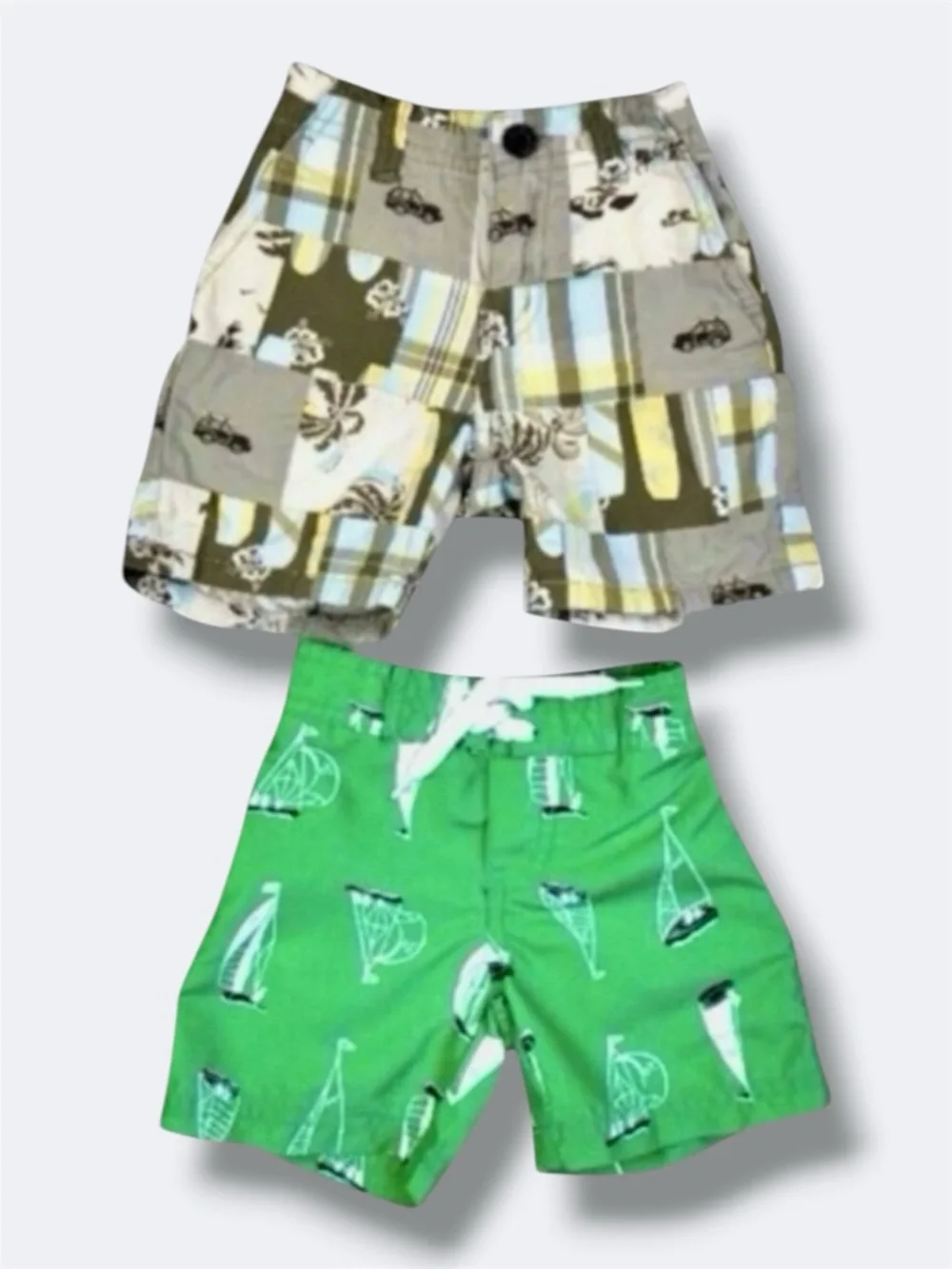 🦋3/$30 Janie and Jack Shorts Bundle Boys 6-12M Swim Trunks Plaid Patchwork Beach